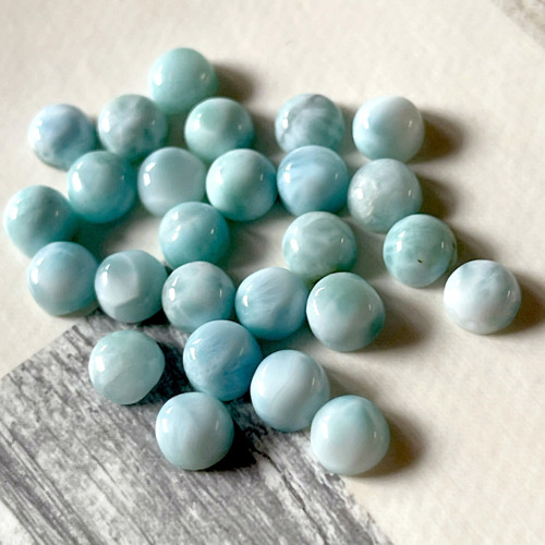 Larimar kabošon kruh / 6mm — foto 4
