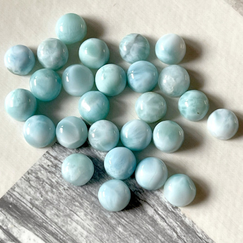 Larimar kabošon kruh / 6mm — foto 5
