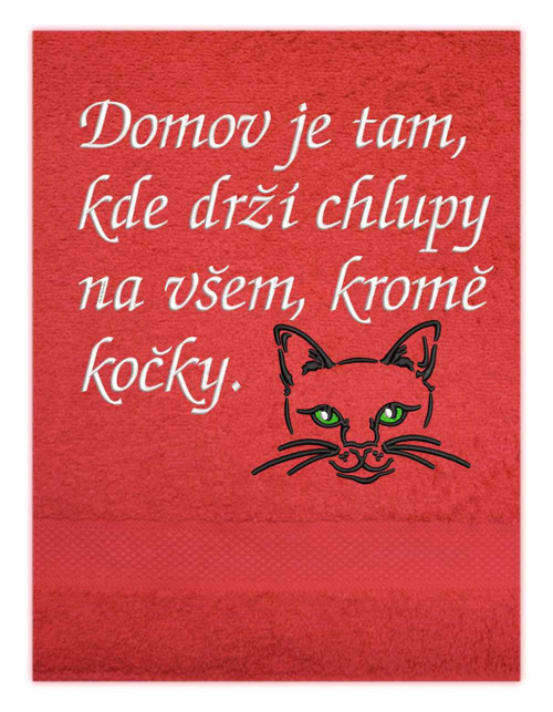 Osuška s výšivkou - kočka obrys — foto 3