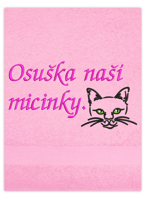 Osuška s výšivkou - kočka obrys — foto 4