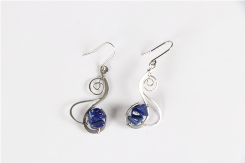 Závěsné náušnice + lapis lazuli — foto 4
