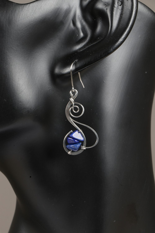 Závěsné náušnice + lapis lazuli — foto 3