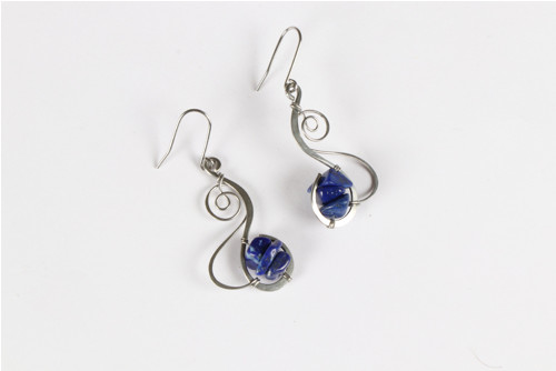 Závěsné náušnice + lapis lazuli — foto 2