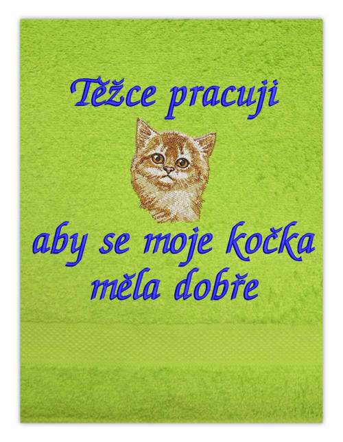Osuška s výšivkou - kočka real — foto 3