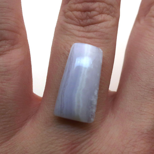 Kabošon modrý chalcedon geometrický 19mm — foto 2