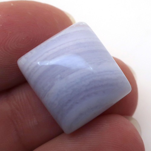 Kabošon modrý chalcedon geometrický 17mm — foto 2