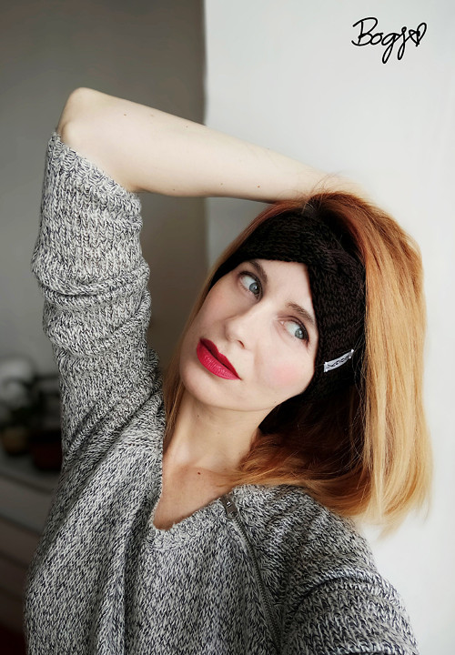 Úzká dvouvrstvá čelenka na mlýnku, černohnědá — foto 3