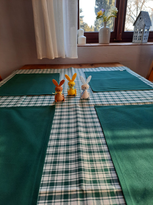 Ubrus - kanafas zelené káro — foto 2