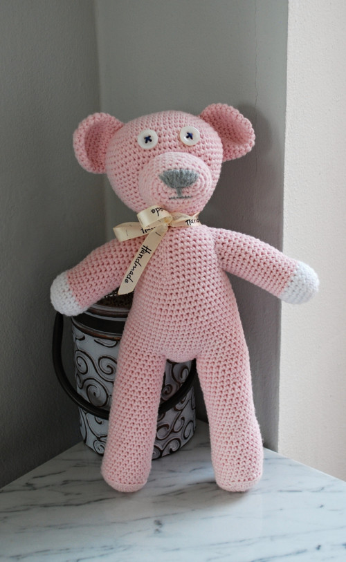 Háčkovaný medvídek Mr Bean Teddy - světle růžový — foto 2