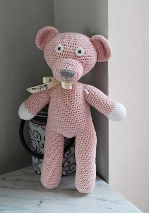 Háčkovaný medvídek Mr Bean Teddy - pudrově růžový — foto 2