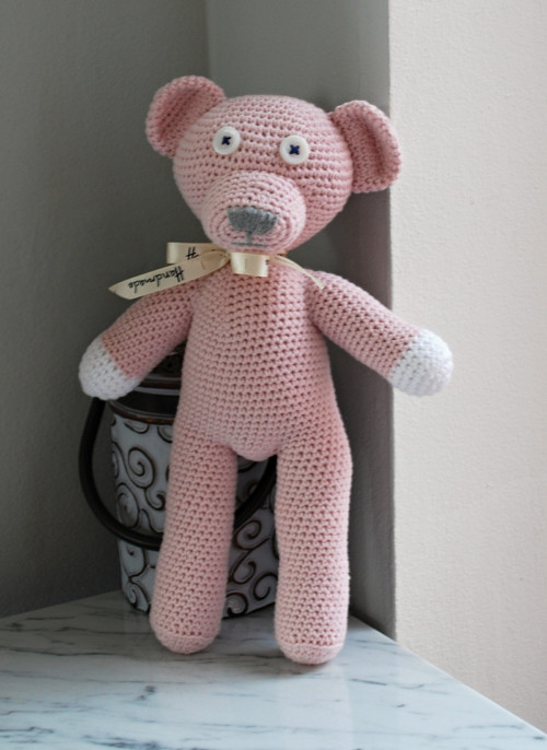 Háčkovaný medvídek Mr Bean Teddy - pudrově růžový — foto 3