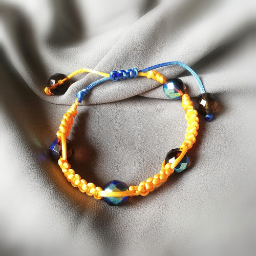 Náramek macramé-žlutá+modrá — foto 4