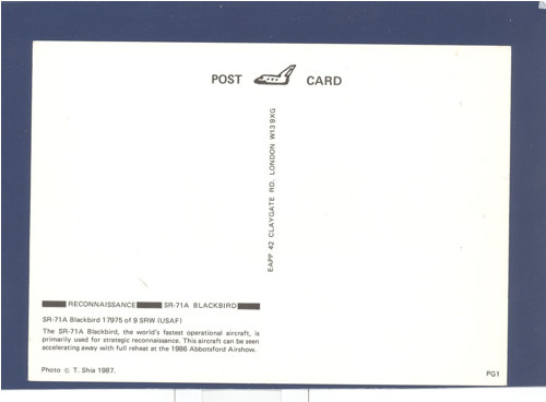 Letadlo SR-71A Blackbird 17975 - pohlednice — foto 2