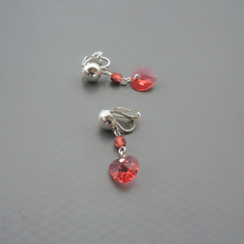Padparadscha Swarovski srdce - klipsy — foto 3