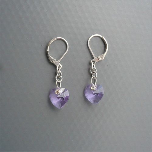 Violet Swarovski srdce - náušnice — foto 3