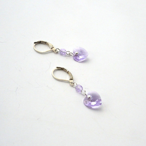 Violet Swarovski srdce - náušnice — foto 4
