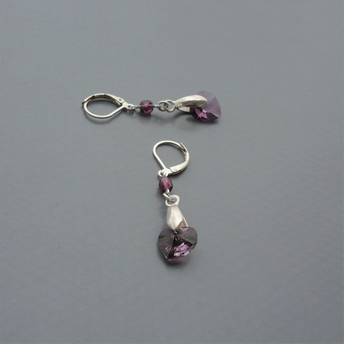 Fialové Swarovski srdce - náušnice — foto 2