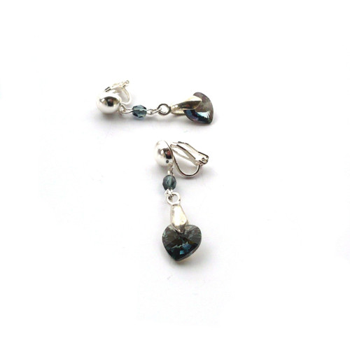 Hematitové Swarovski srdce - klipsy — foto 3