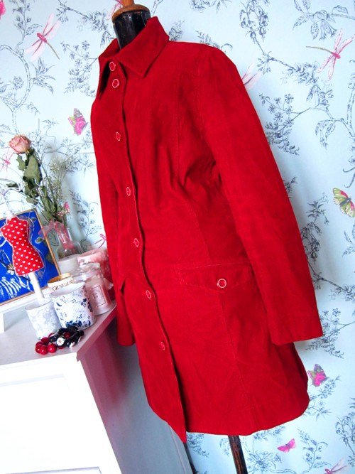 Kabát retro red manšestr — foto 3