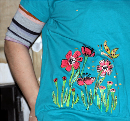 Malované triko s máky vel. XS-XXL na obj. — foto 6