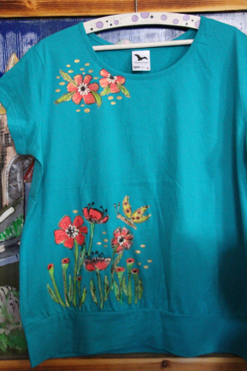 Malované triko s máky vel. XS-XXL na obj. — foto 5