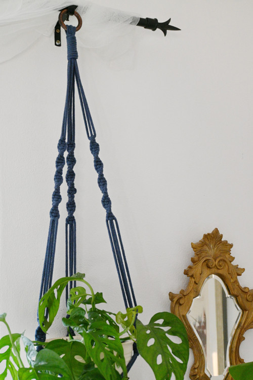 Macramé Závěs Na Květiny - Modrý — foto 3
