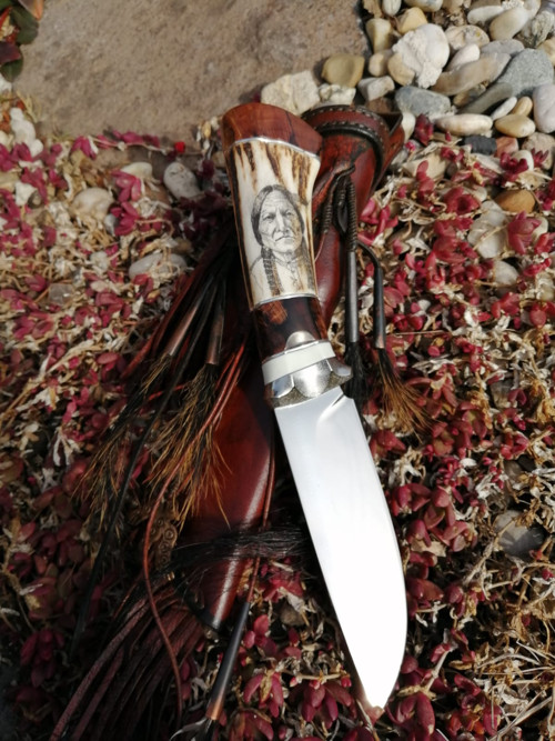 Nůž, scrimshaw Sitting Bull — foto 2