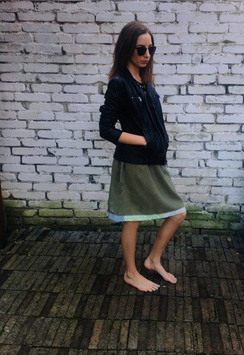 Lňená sukně khaki — foto 2