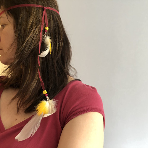 Náhrdelník / čelenka, pírka, 2 v 1: Dcera Slunce — foto 3
