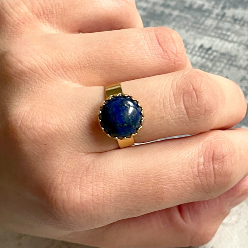 Elegantní prsten s lapisem lazuli - ocel — foto 4
