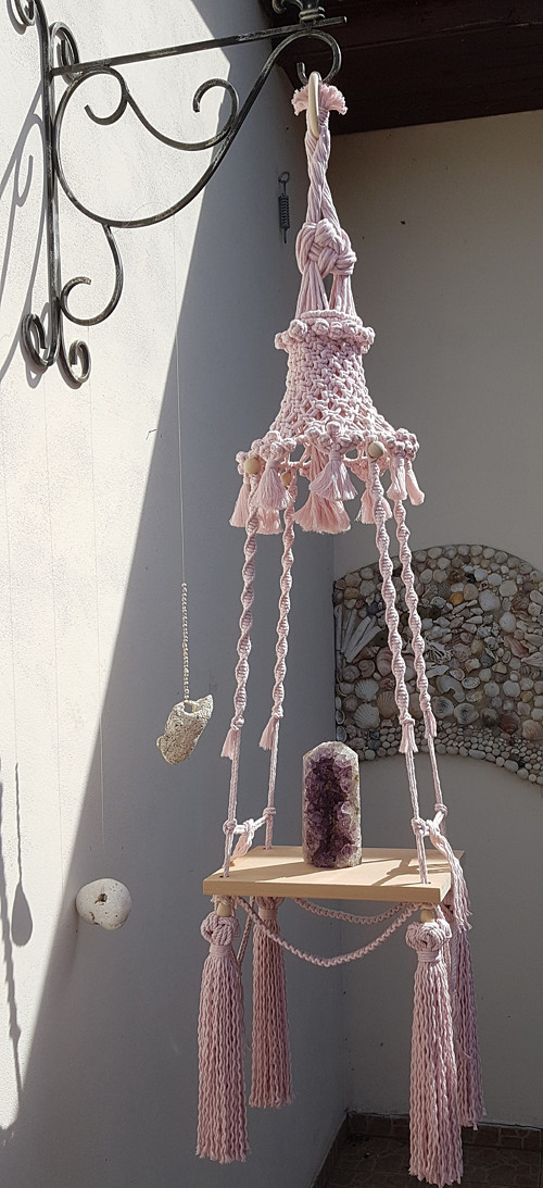 BOHO závěsná polička macrame — foto 3