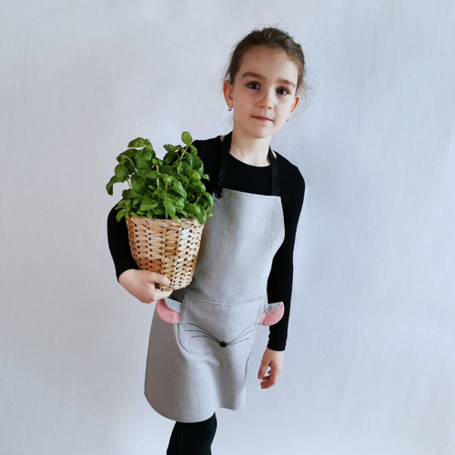 Dětská lněná zástěra - Myška — foto 2