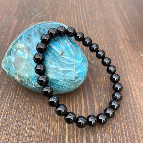 Náramek onyx černý, kuličky 8 mm, pánský — foto 3