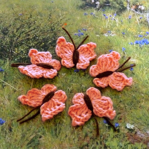 Motýlek lososový - háčkovaná aplikace — foto 3