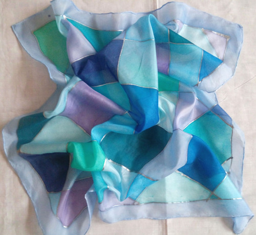 Modrozelené dláždění - šátek 65 x 65 — foto 3