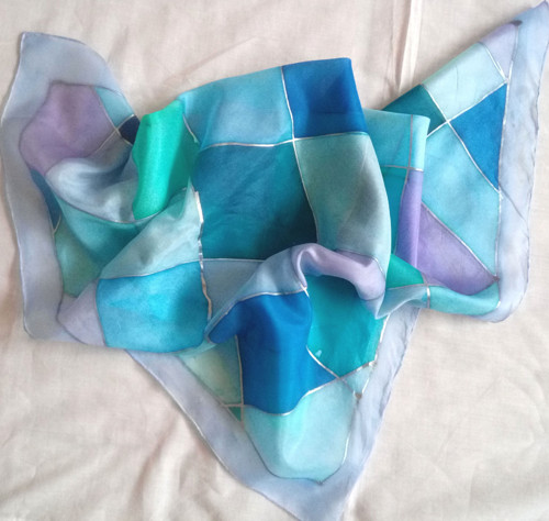 Modrozelené dláždění - šátek 65 x 65 — foto 2