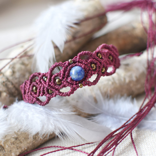 Bordó náramek s lapis lazuli — foto 2