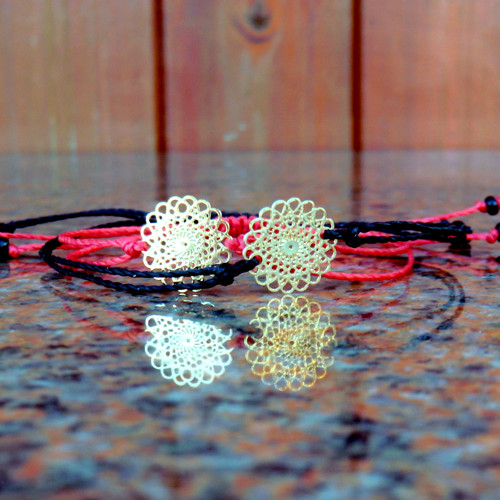 Náramek Nerez * Mandala černá šňůrka — foto 3