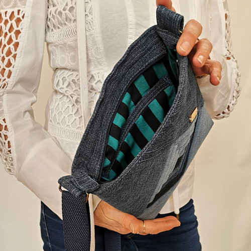 Džínová kabelka přes rameno CROSSBODY2 patchwork — foto 5