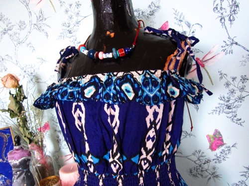 Šaty eto boho aztécké v modré — foto 3
