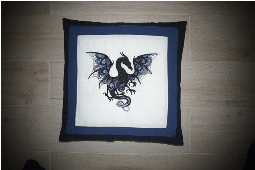Polštářek Drak modrý patchwork — foto 2