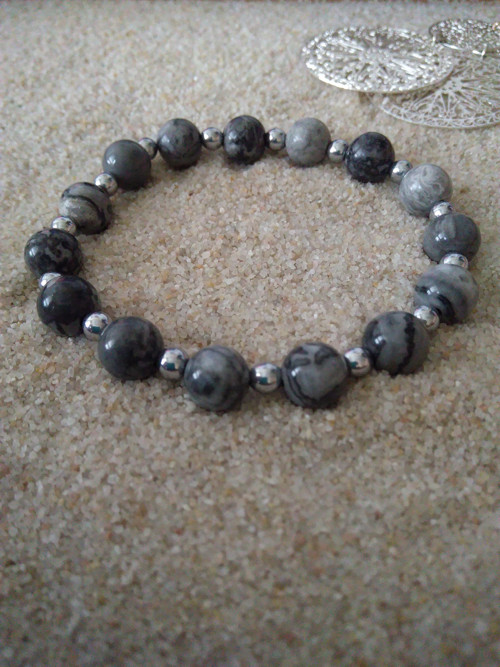Náramek GREY*jaspis*hematit — foto 3