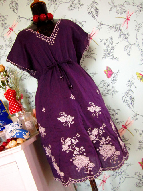 Šaty folklór boho violet vyšívané — foto 2