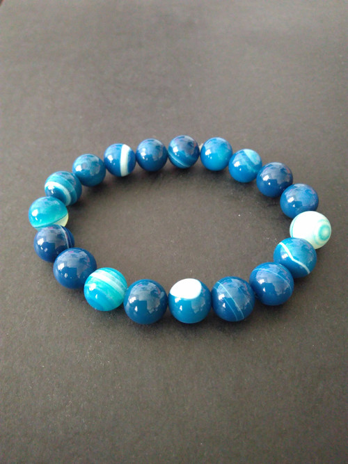 Náramek BLUE*achát krajkový — foto 3
