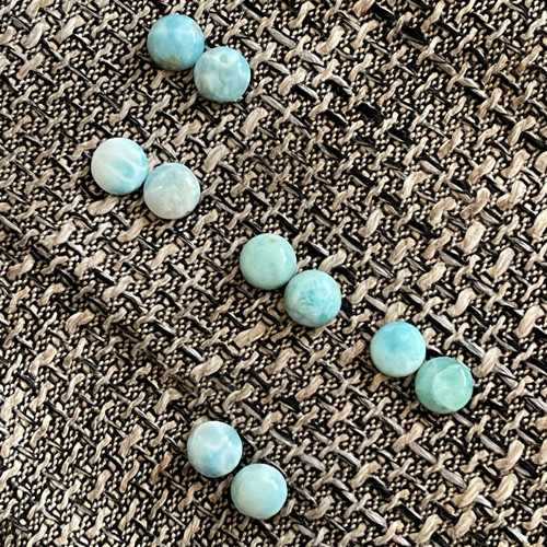 Larimar kabošon pár / 10 mm (pár č.2) — foto 4
