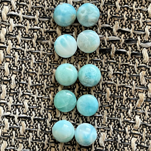 Larimar kabošon pár / 10 mm (pár č.4) — foto 3