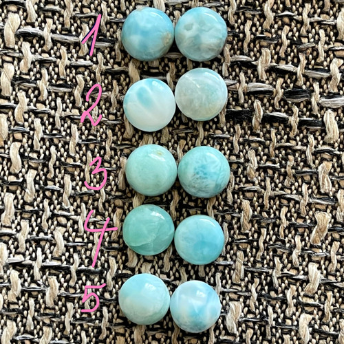Larimar kabošon pár / 10 mm (pár č.5) — foto 2