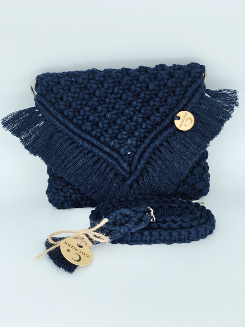 Kabelka crossbody macramé modrá — foto 2