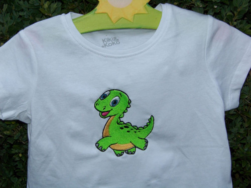 Tričko s výšivkou - zelený dino — foto 2