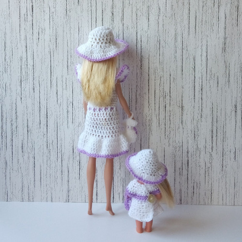 Oblečky pro Barbie a Evičku - klobouk,šaty,kabelka — foto 3